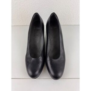 Stuart‎ Weitzman Leather Black Wedges Heels Shoes Womens Size 8Minimalist Work